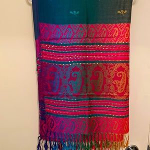 Peruvian Pashmina Wrap Scarf - Multicolor Alpaca Blend Large 27x70 - NEW